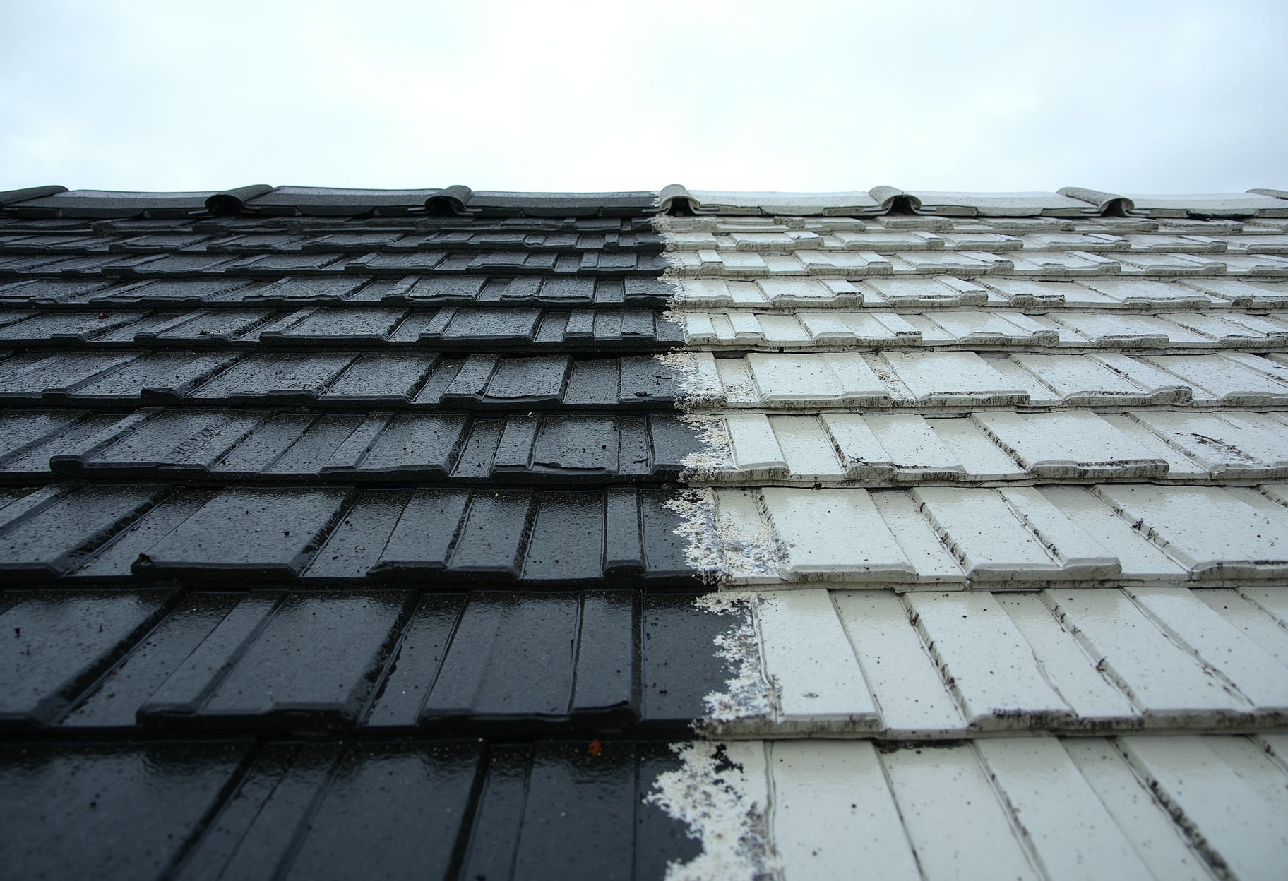 North roof slope, streaks lifting