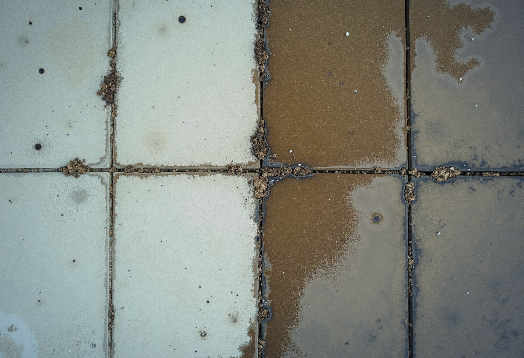 Sidewalk seam, before and after