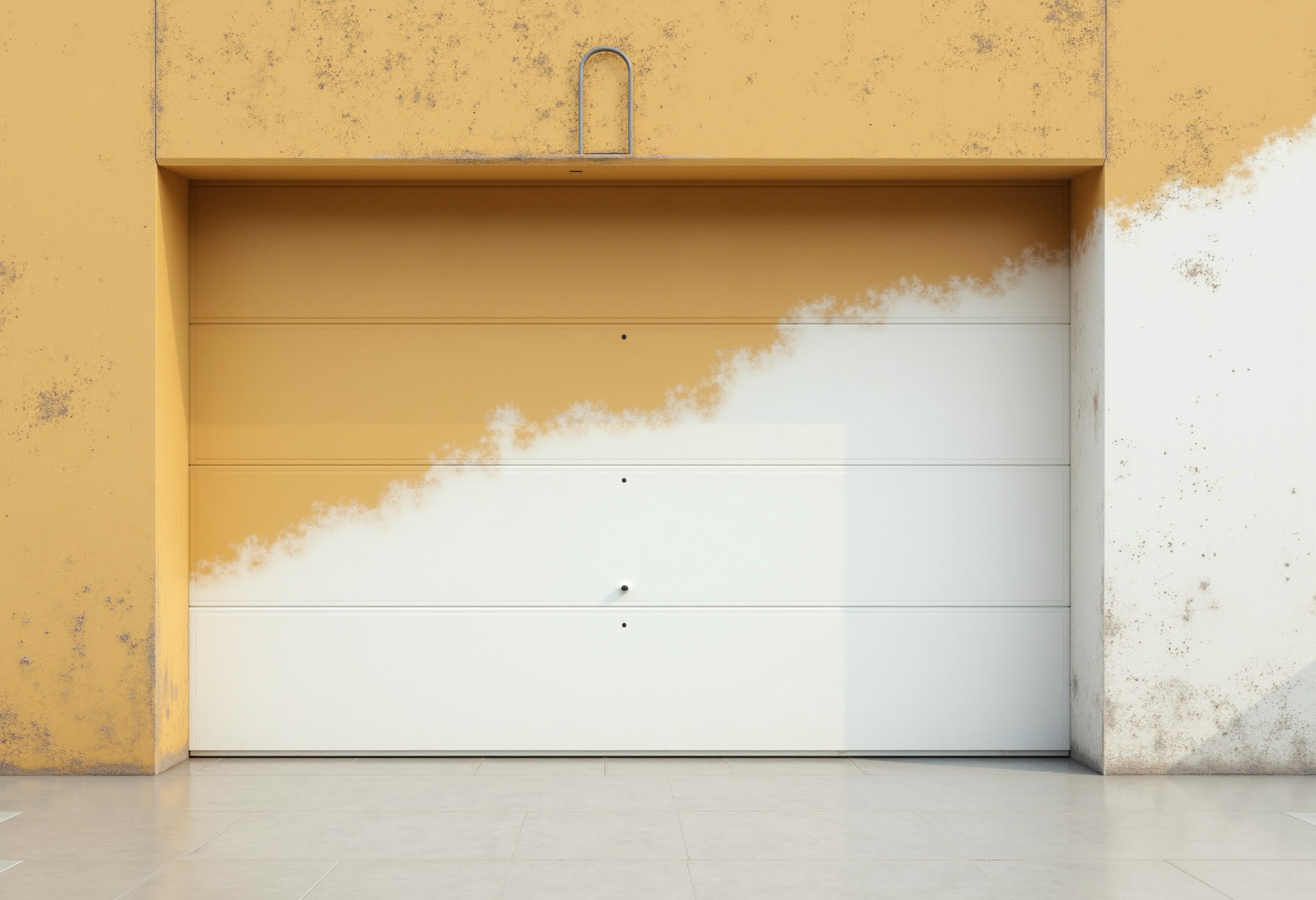Stucco garage wall, halfway